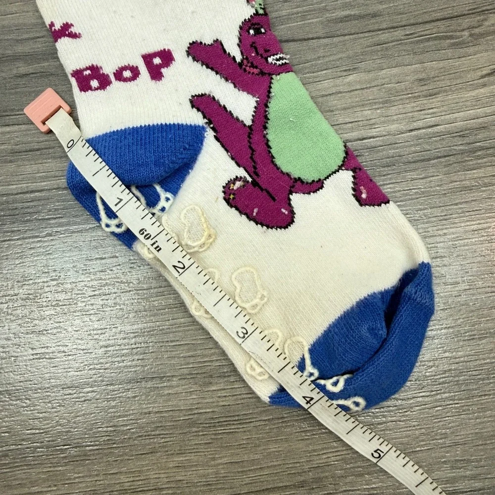 Vintage 1990s Barney & Friends Baby Bop Blue White Gripper Socks • Kids